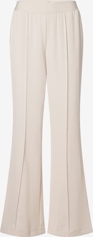 Marie Lund Flared Bandplooibroek in Beige: voorkant