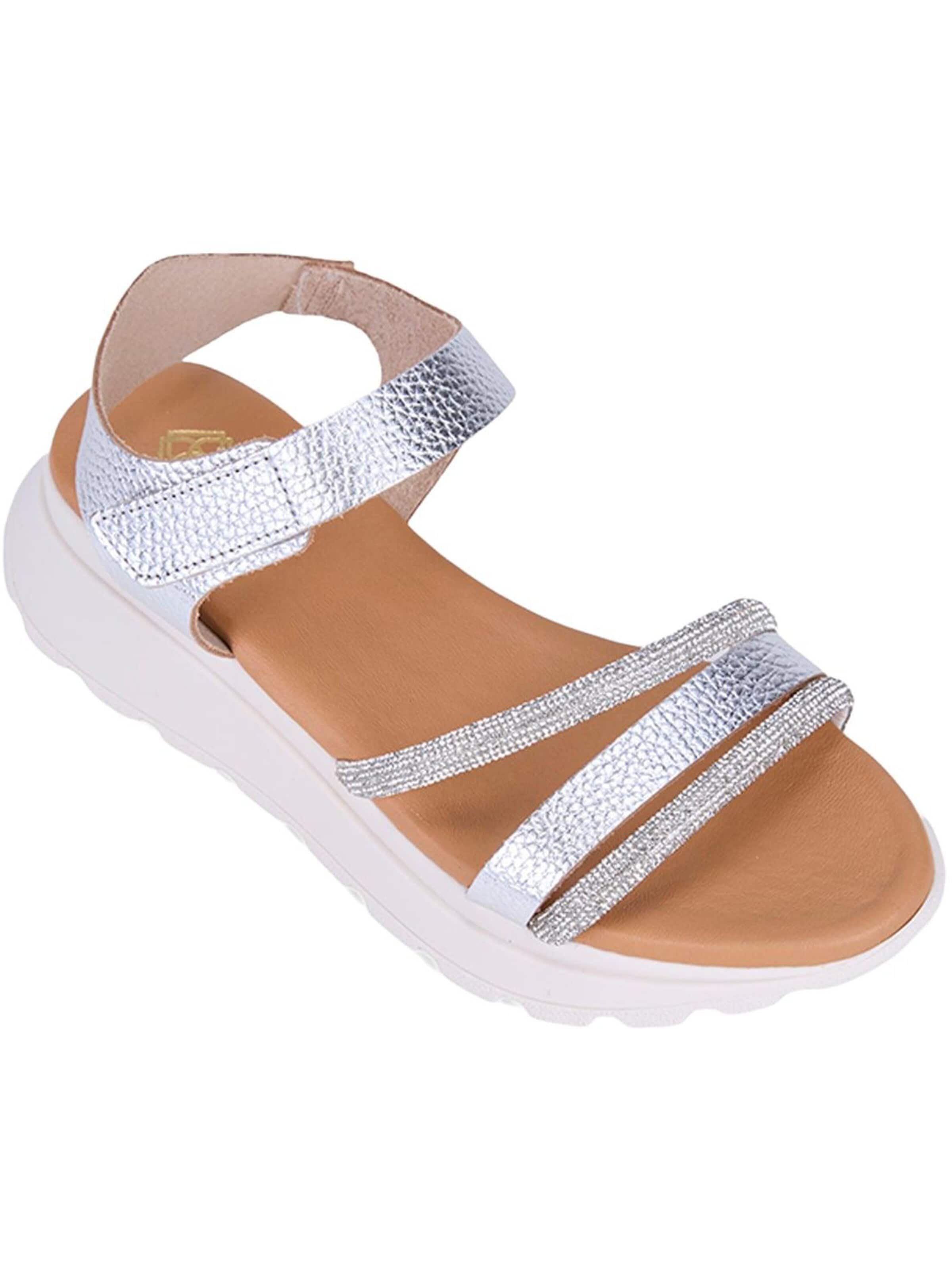 Desa - Sandalias 'DESA Damen-Keilsandalen aus Leder mit Steindetails' en plata: frente
