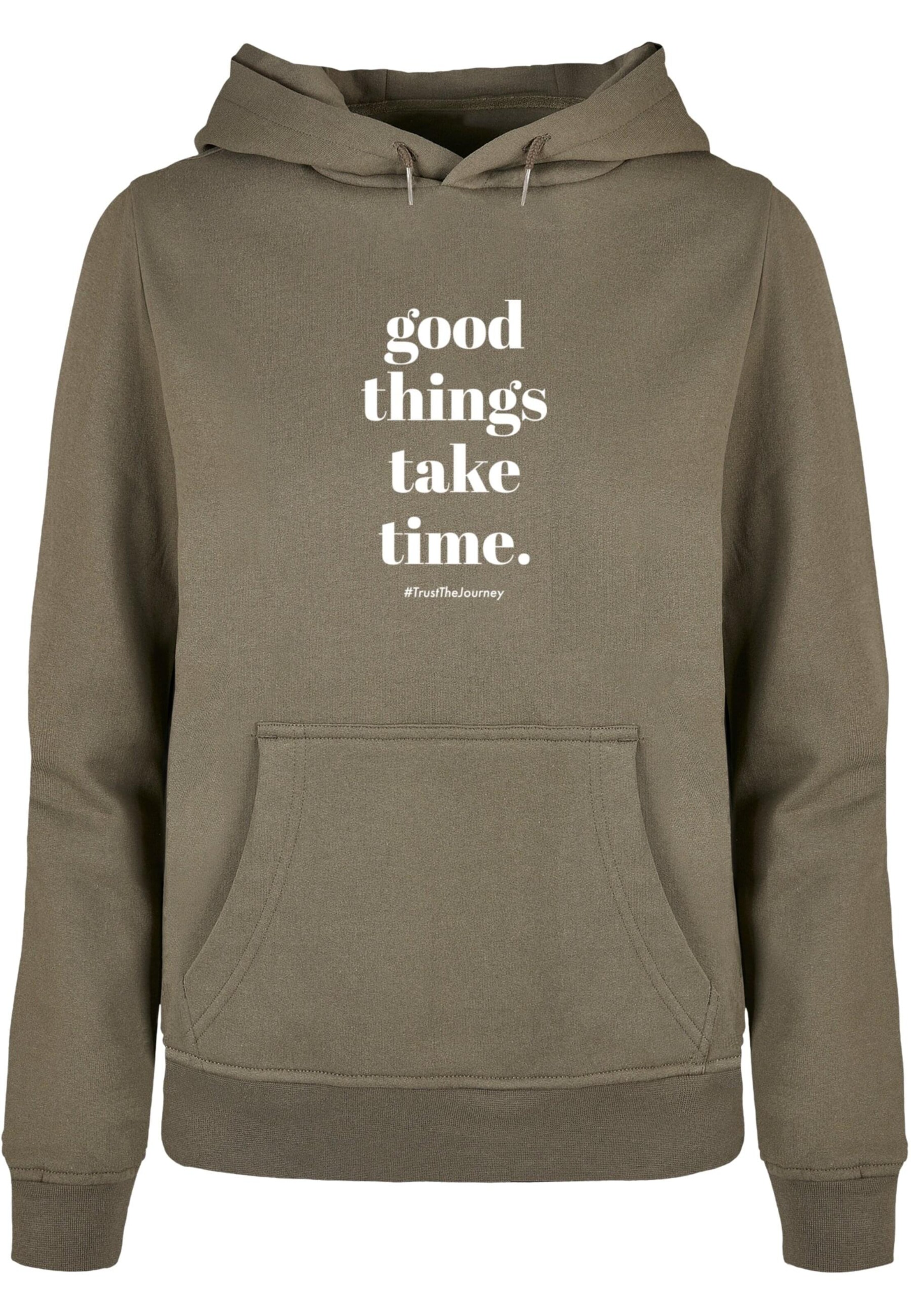 Merchcode Tréning póló 'Good Things Take Time' - zöld: elől