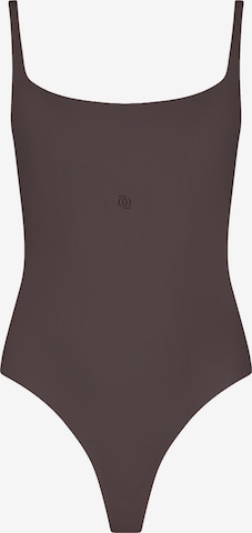 GOD SAVE QUEENS Body 'Second Skin Square-Neck Bodysuit' – hnědá: přední strana