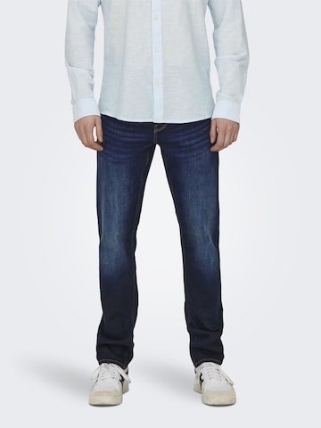 Coupe slim Jean Only & Sons en bleu : devant