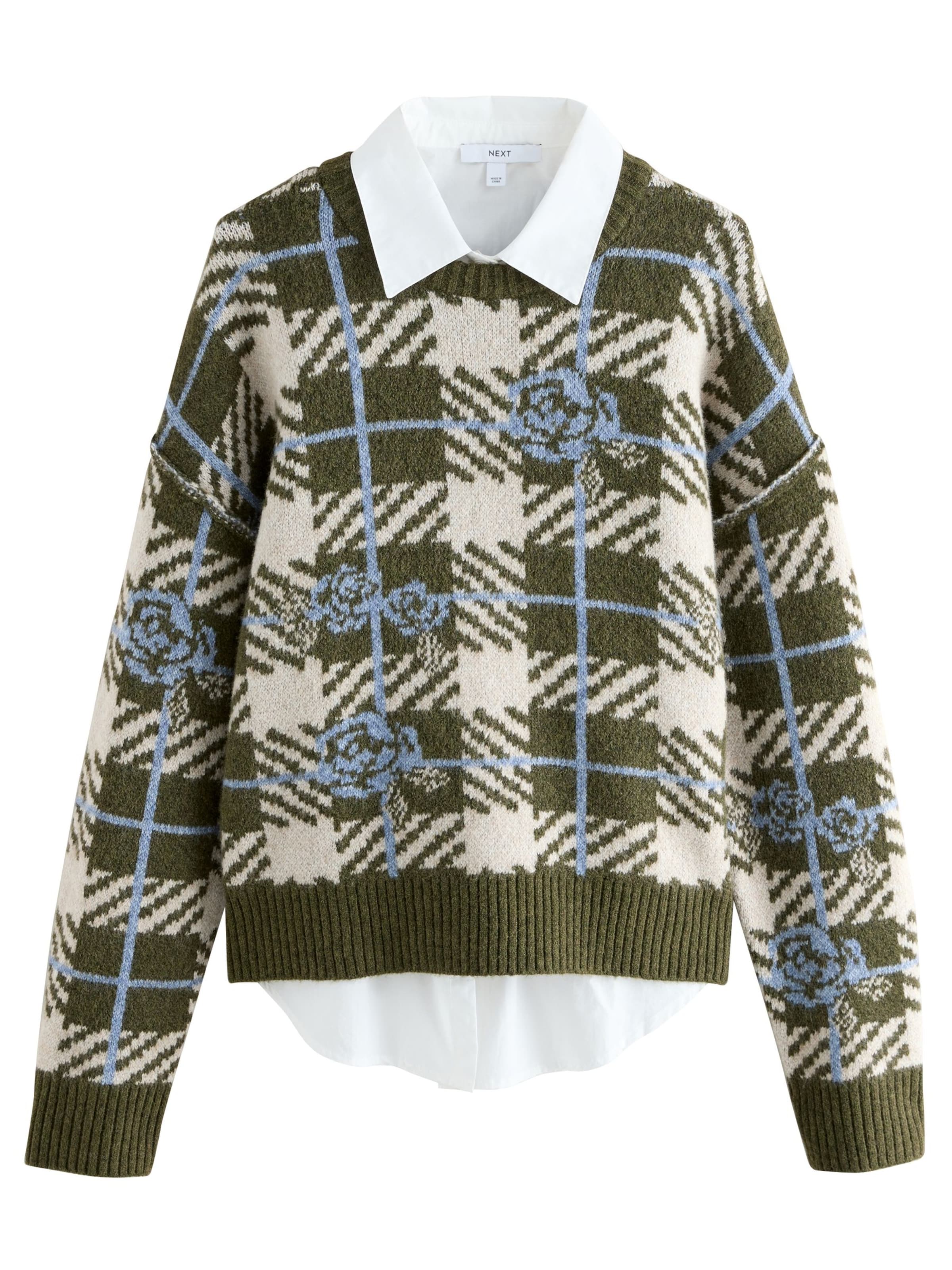 Next Tröja i ljusbeige / duvblå / khaki, Produktvy