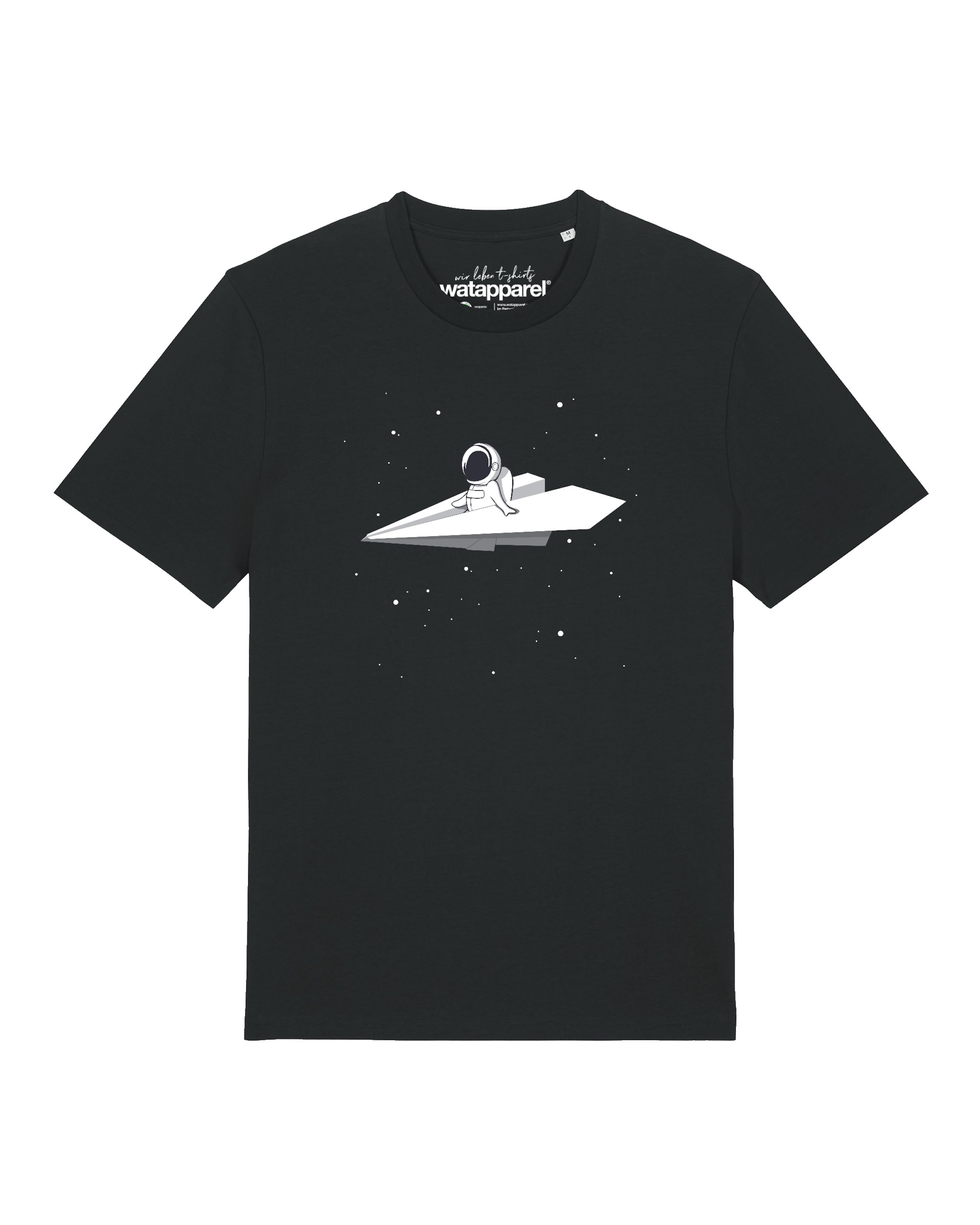 Watapparel Shirt 'Fly Me To The Moon' in Zwart: voorkant
