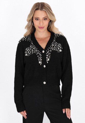 faina Gebreid vest 'Fashion Look' in Zwart: voorkant
