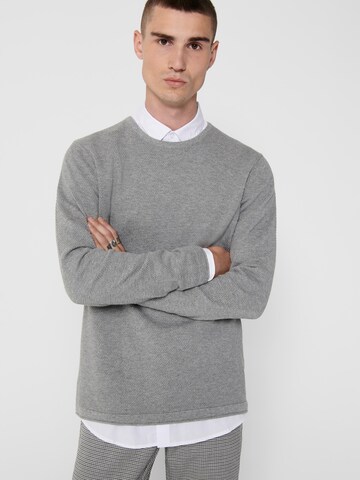 Only & Sons Regular Fit Pullover 'Panter' in Grau: predná strana