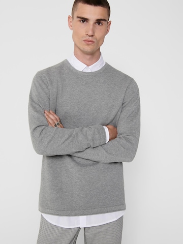 Only & Sons Regular fit Пуловер 'Panter' в сиво: отпред
