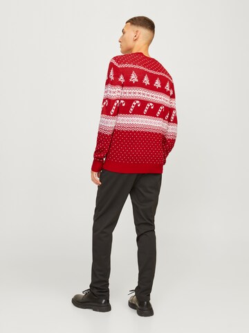 Pull-over 'JJXmas Gabriel' JACK & JONES en rouge