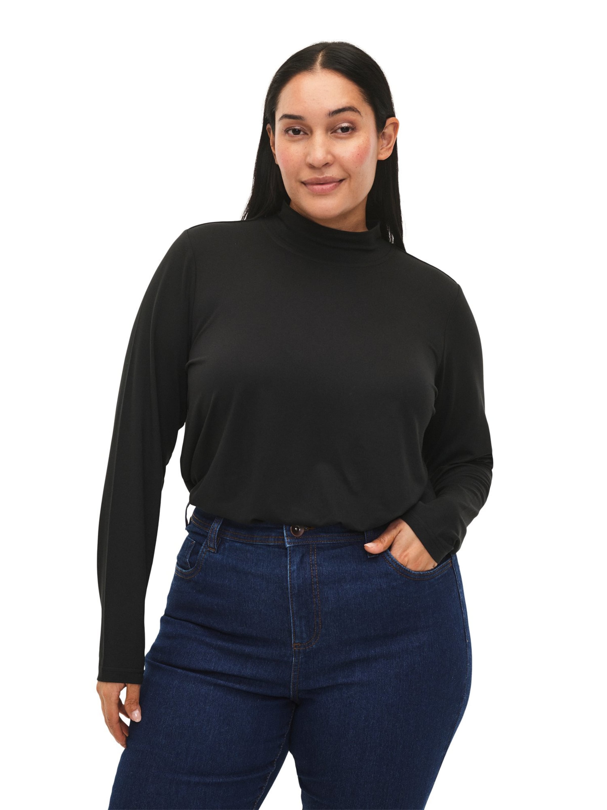 Flash by Zizzi Koszulka 'Daje' w kolorze czarny: przód