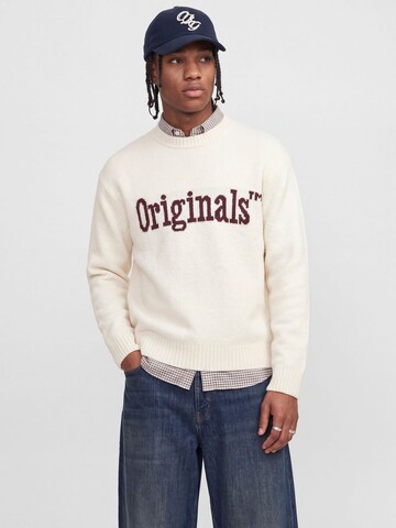 JACK & JONES Trui 'JORMontreal Ollie' in Wit: voorkant