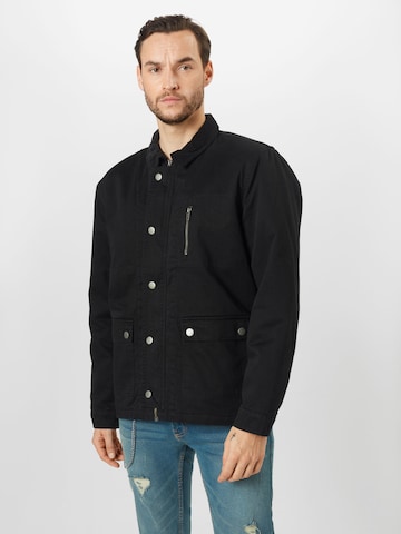 Urban Classics Regular fit Between-Season Jacket in Black: front