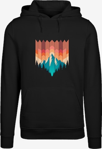 F4NT4STIC Sweatshirt 'Berg Sonnenuntergang Geometrisch' in Schwarz: Vorderseite
