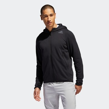 ADIDAS PERFORMANCE Athletic Zip-Up Hoodie 'Prime' in Black: front