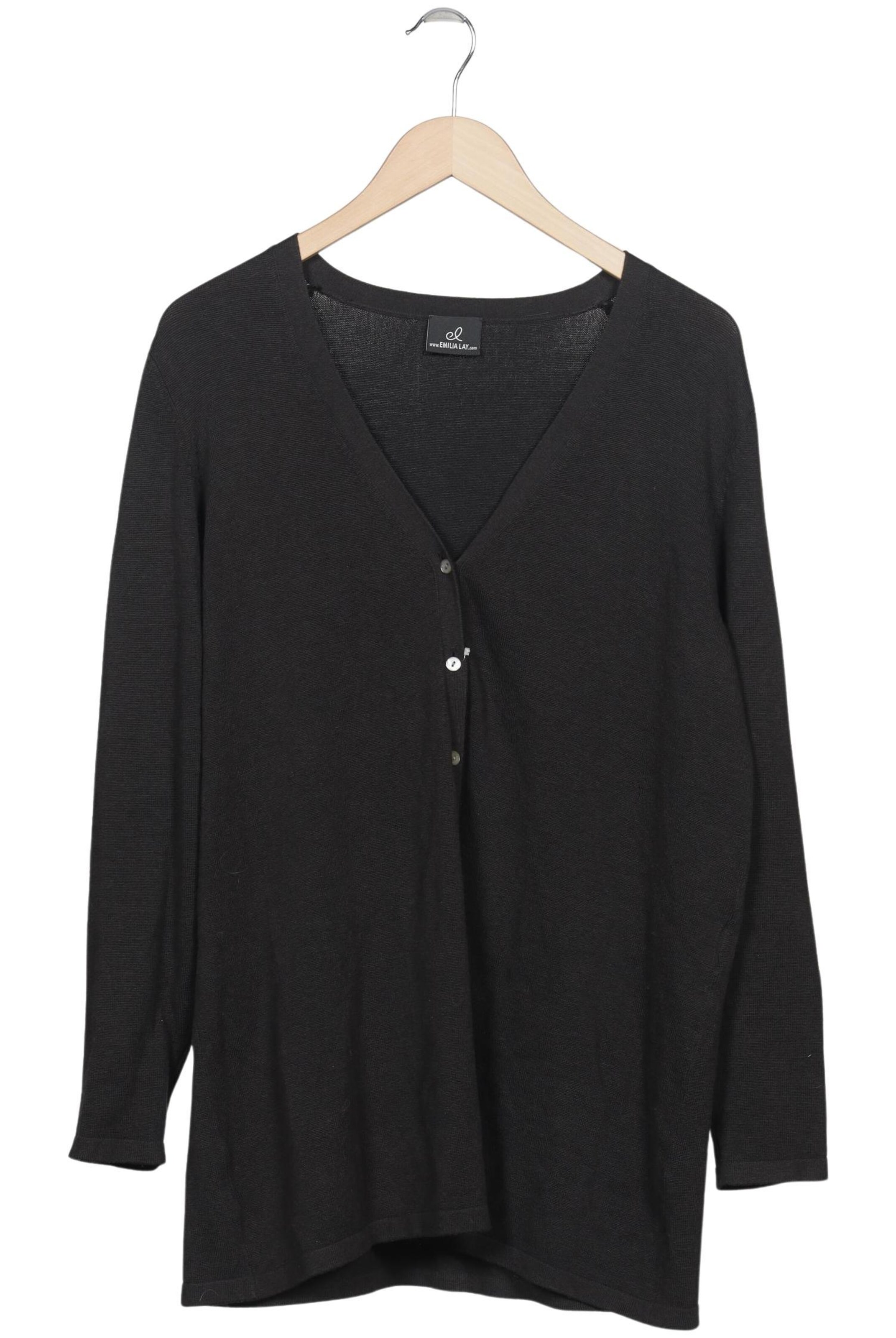 Emilia Lay Strickjacke XXL in Schwarz: Vorderseite