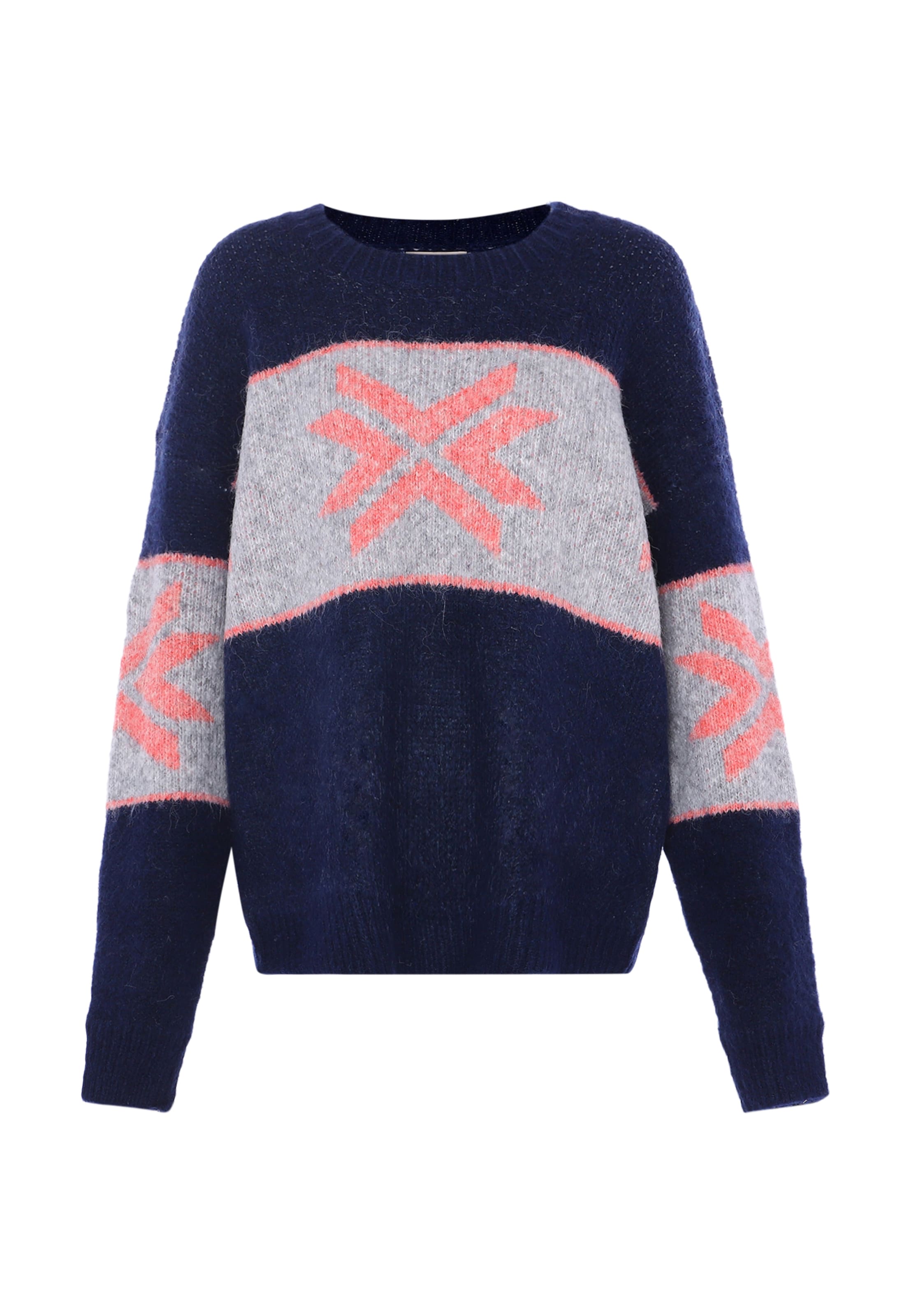 Pulover Jalene pe albastru marin / gri amestecat / corai, Vizualizare produs