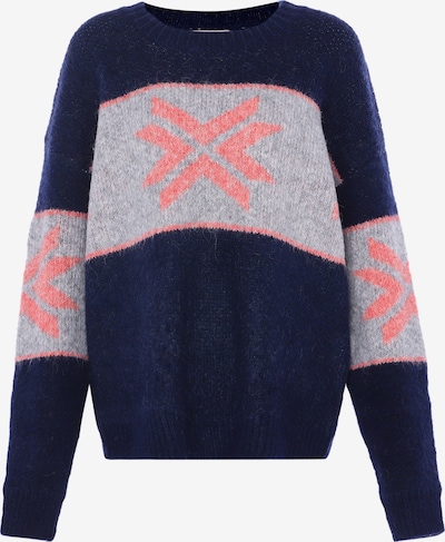 Jalene Sweater in marine blue / mottled grey / Coral, Item view