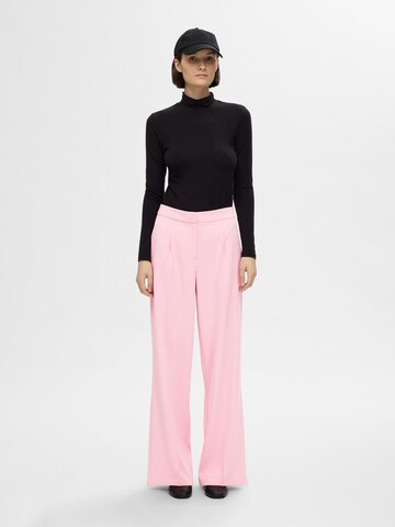 SELECTED FEMME Wide leg Pleat-Front Pants 'TINNI' in Pink