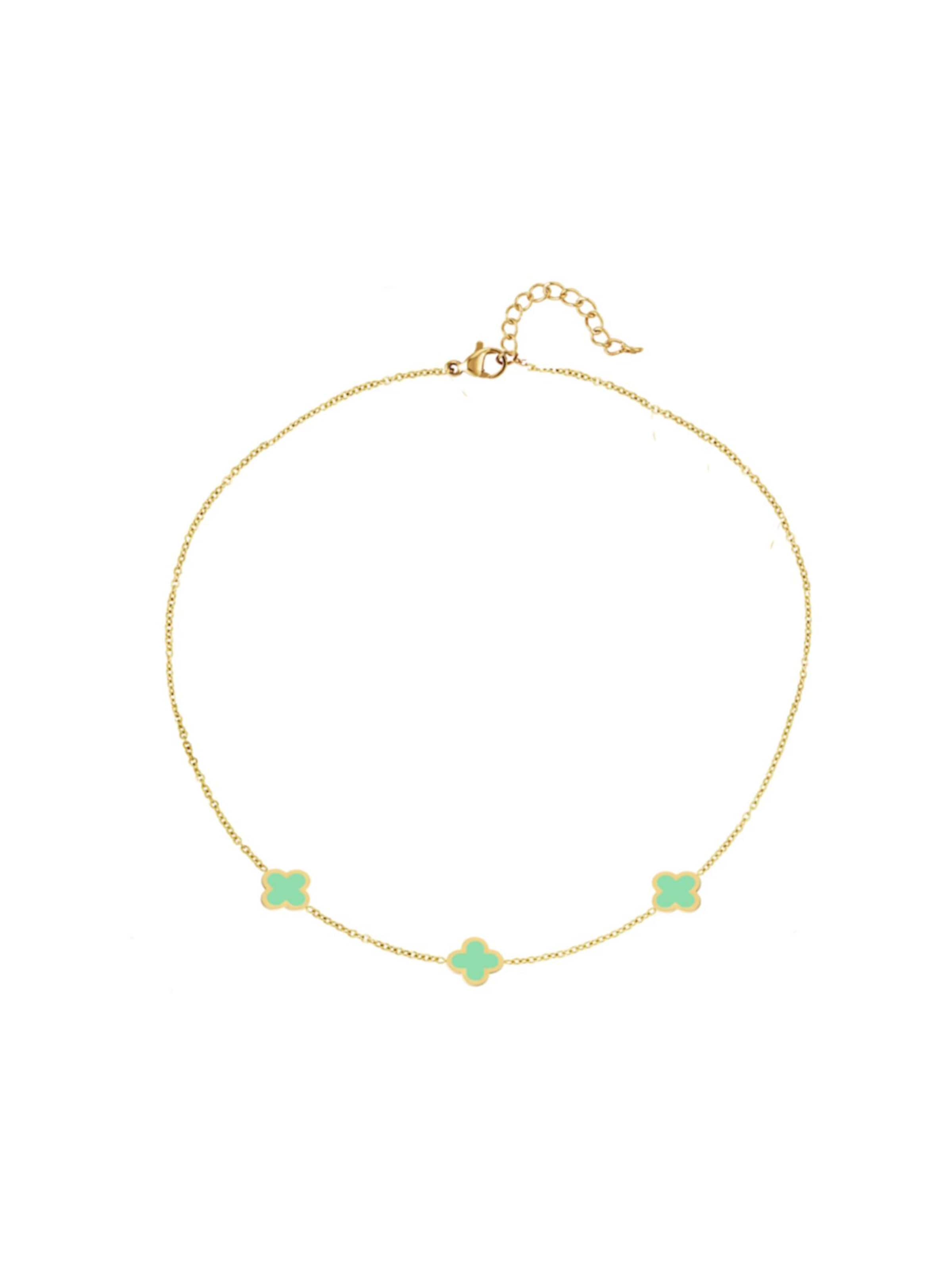 Cala Rose Ketting 'SUMMER CLOVER' in Groen: voorkant
