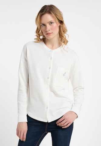 DreiMaster Maritim Zip-Up Hoodie in White: front