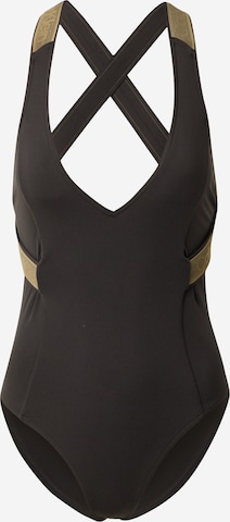Calvin Klein Swimwear Plus Swimsuit 'Plunge One Piece' in Black: front