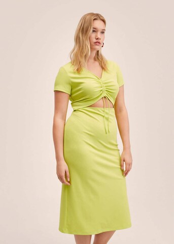 MANGO Knitted dress in Green: front