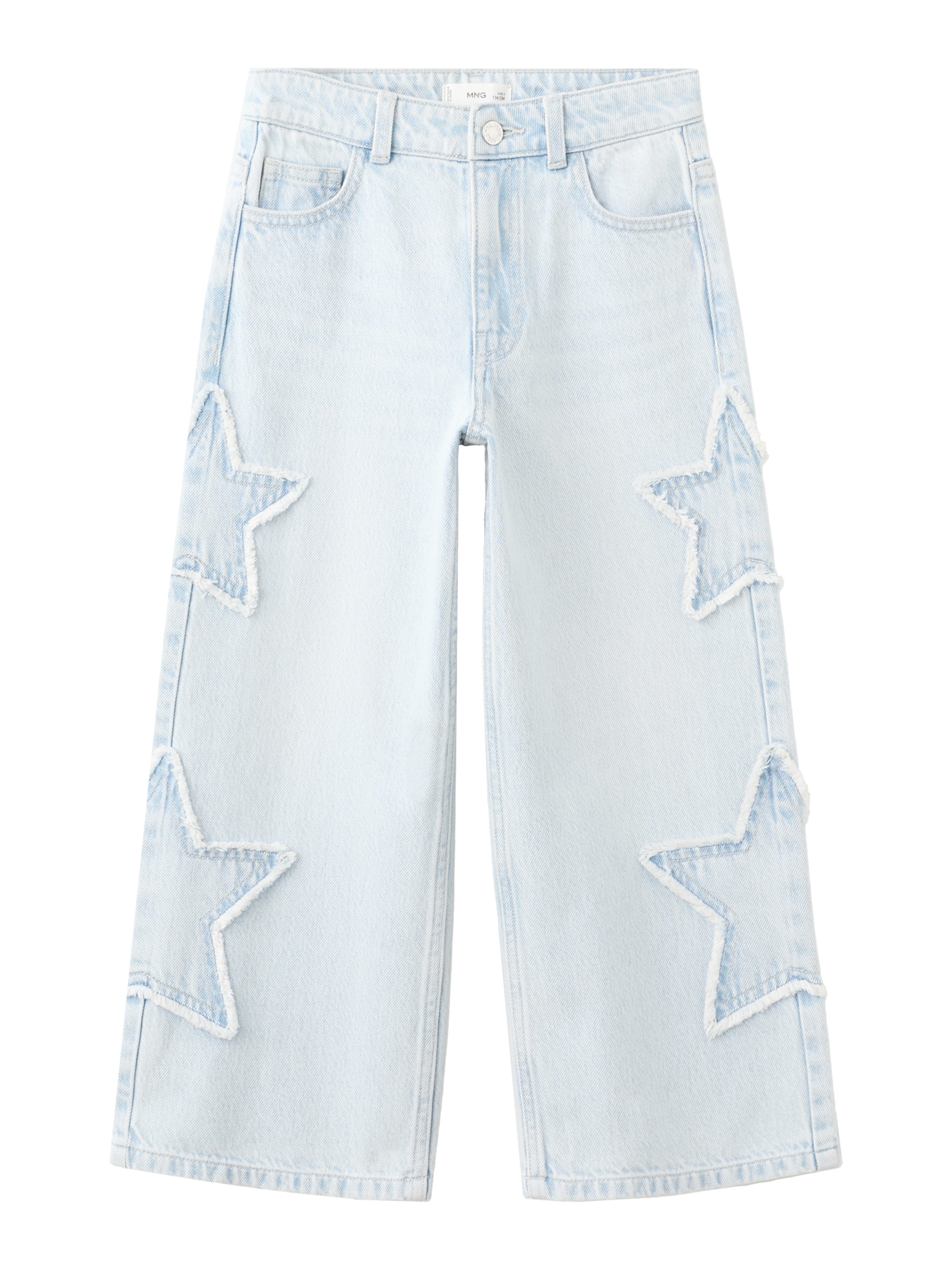 MANGO KIDS Wide leg Jeans 'Stars' i blå: framsida