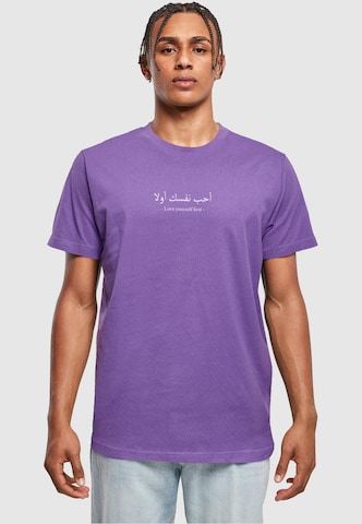 Merchcode T-Shirt 'Love Yourself First' in Lila: Vorderseite