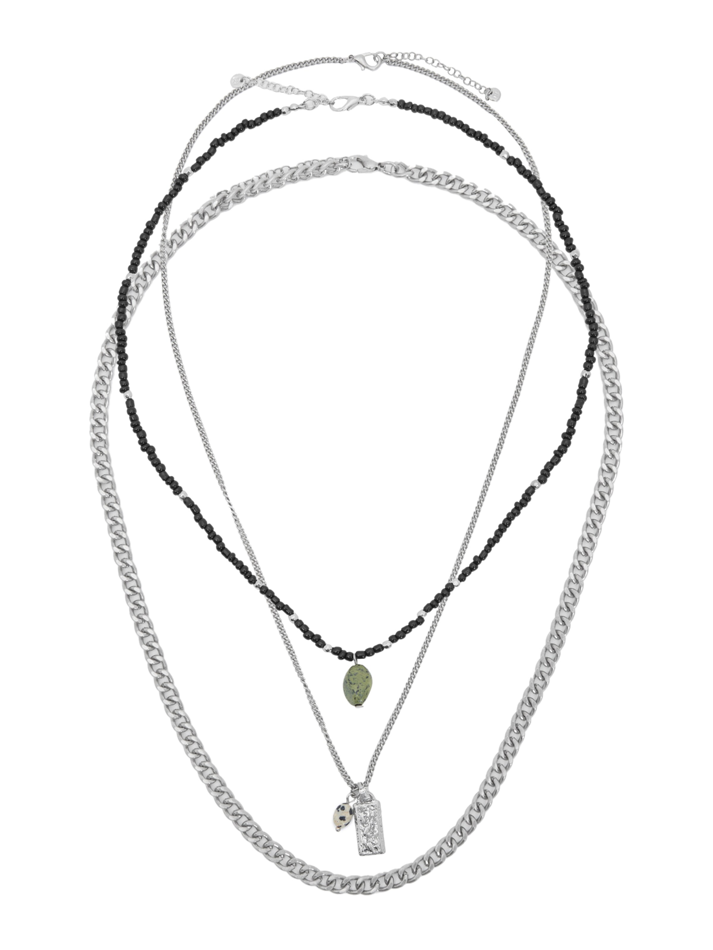 Pull&Bear Kette in khaki / schwarz / silber, Produktansicht