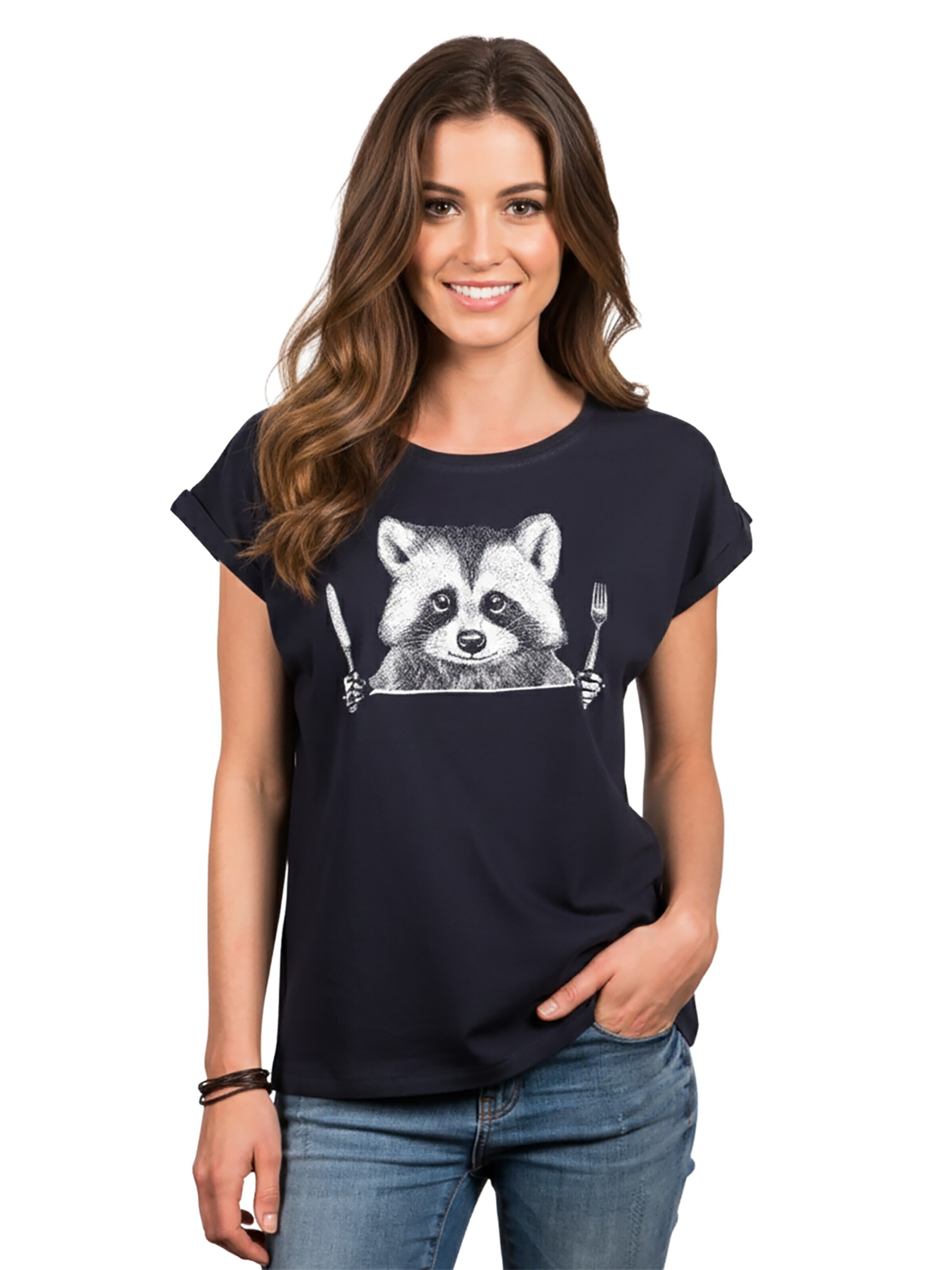 MAKAYA Shirt 'Waschbär Gabel' in Blue
