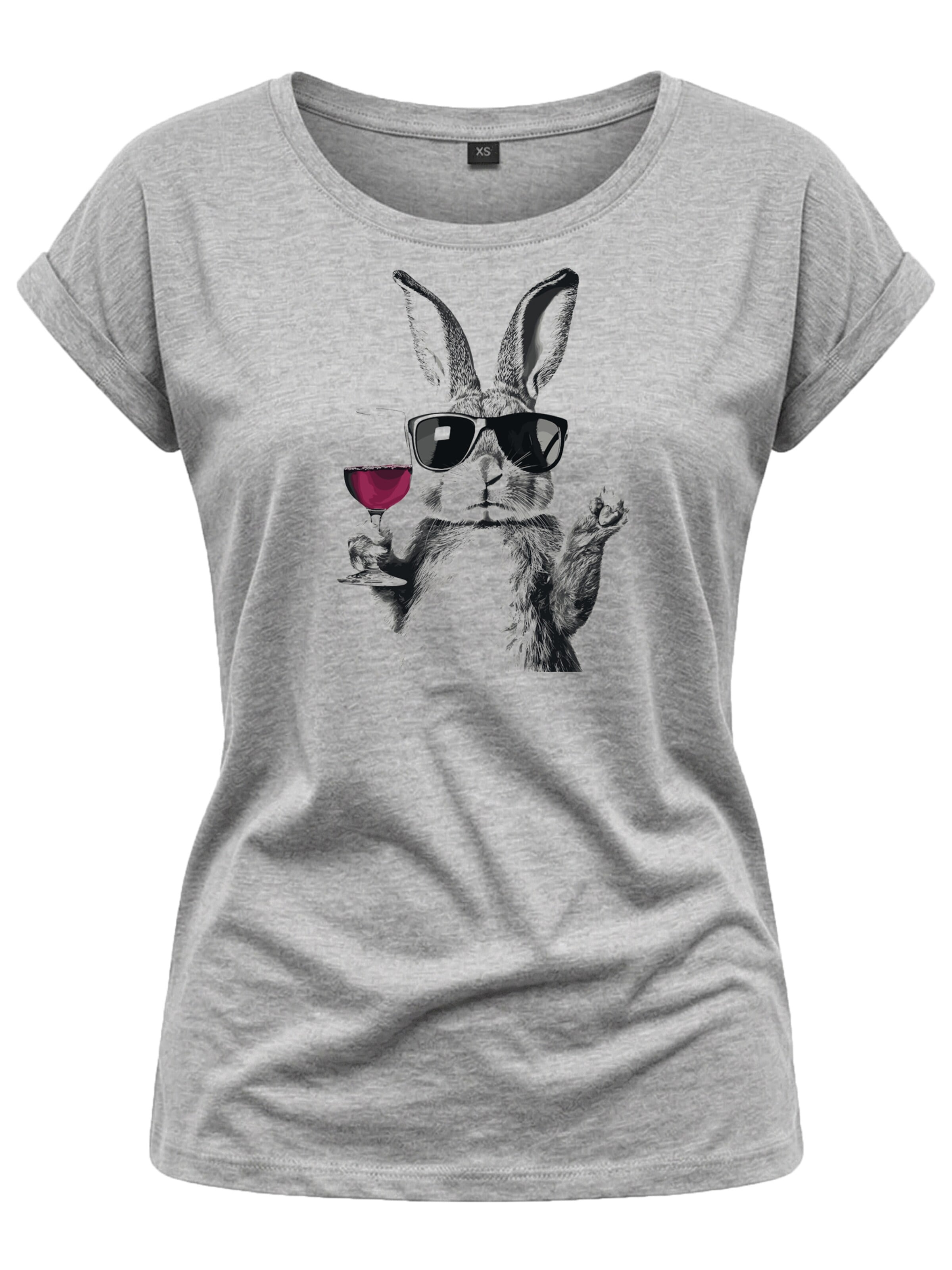 MAKAYA Shirt 'Wein Hase' in Grey: front
