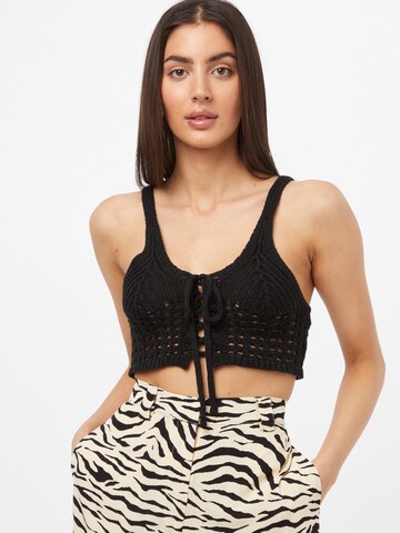 Missguided - Top de malha em preto: frente