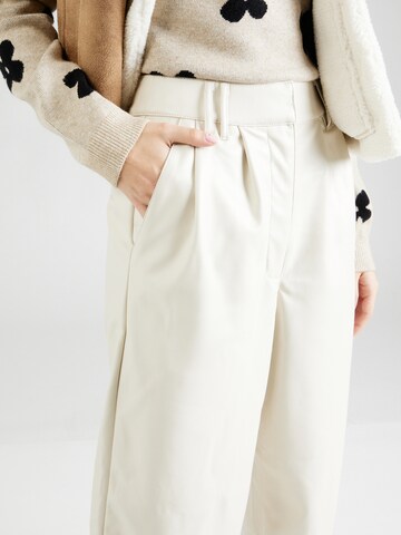 TOPSHOP Wide leg Παντελόνι πλισέ σε μπεζ