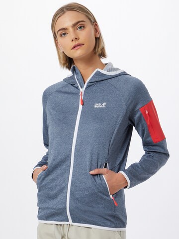 JACK WOLFSKIN Athletic Fleece Jacket 'MILFORD' in Blue: front