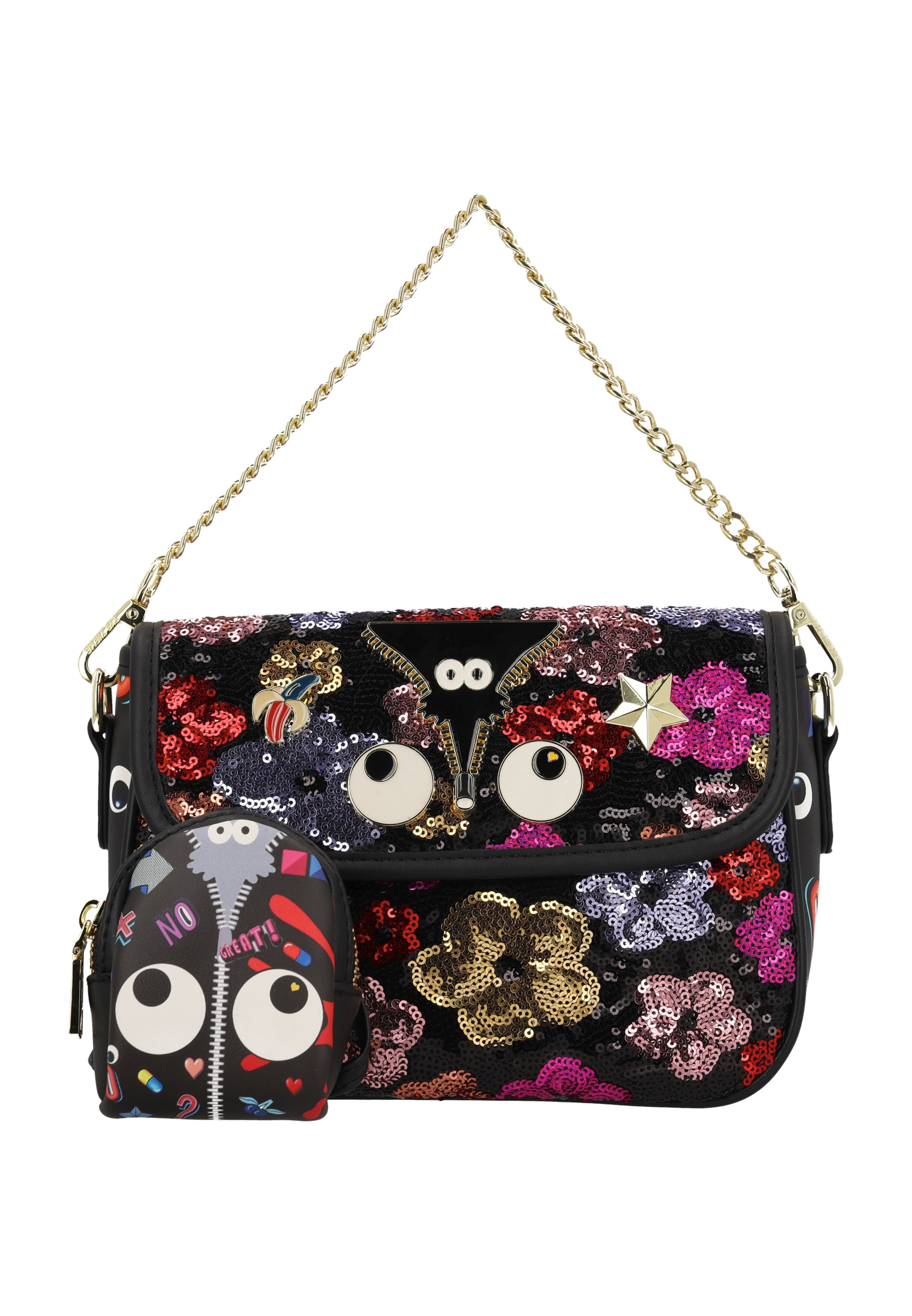 MYMO Crossbody Bag 'Eyetheme' in Black: front