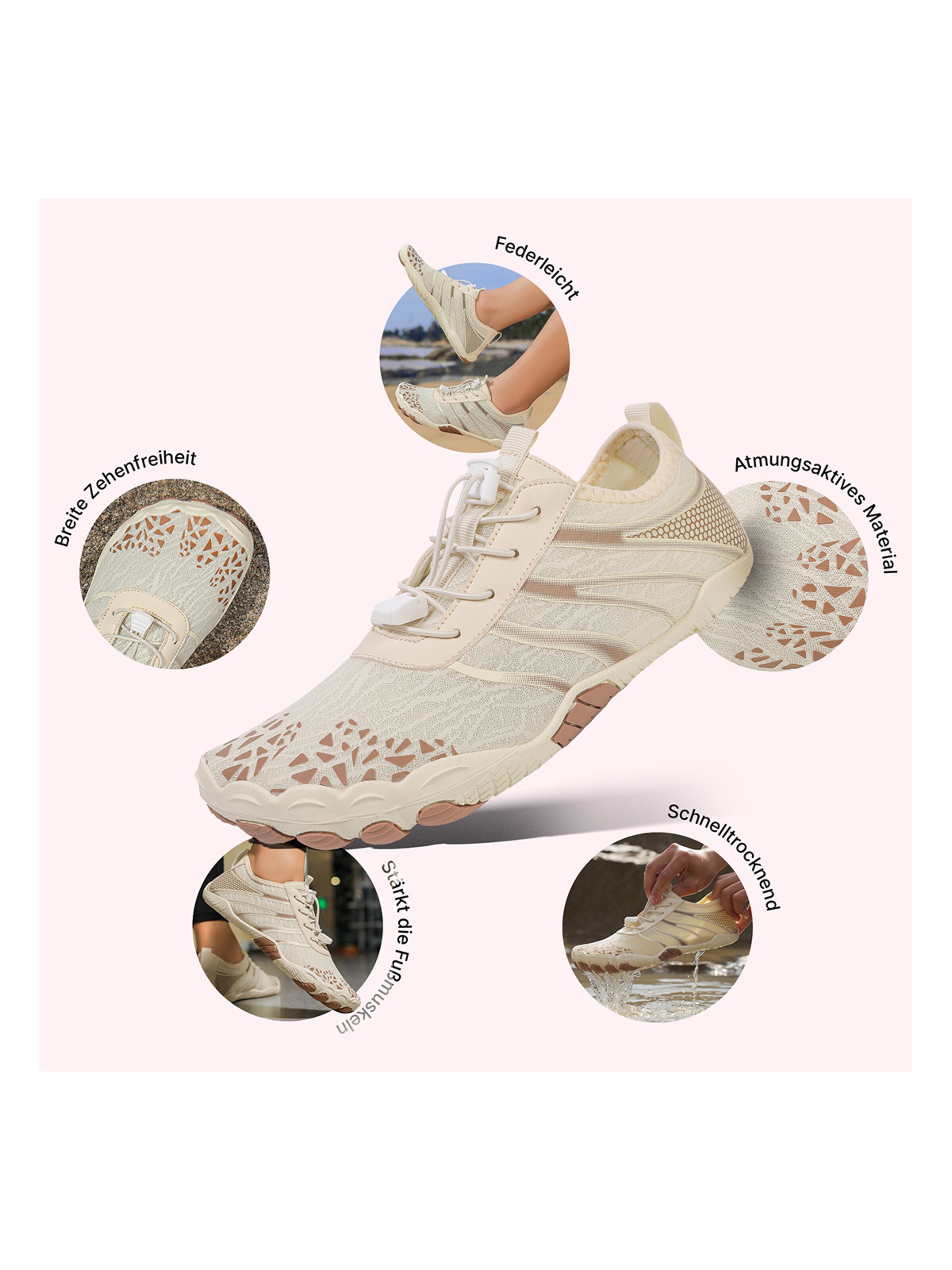 DOTALES Sneakers 'DOTALES - FlowStep Barfußschuhe' in Beige