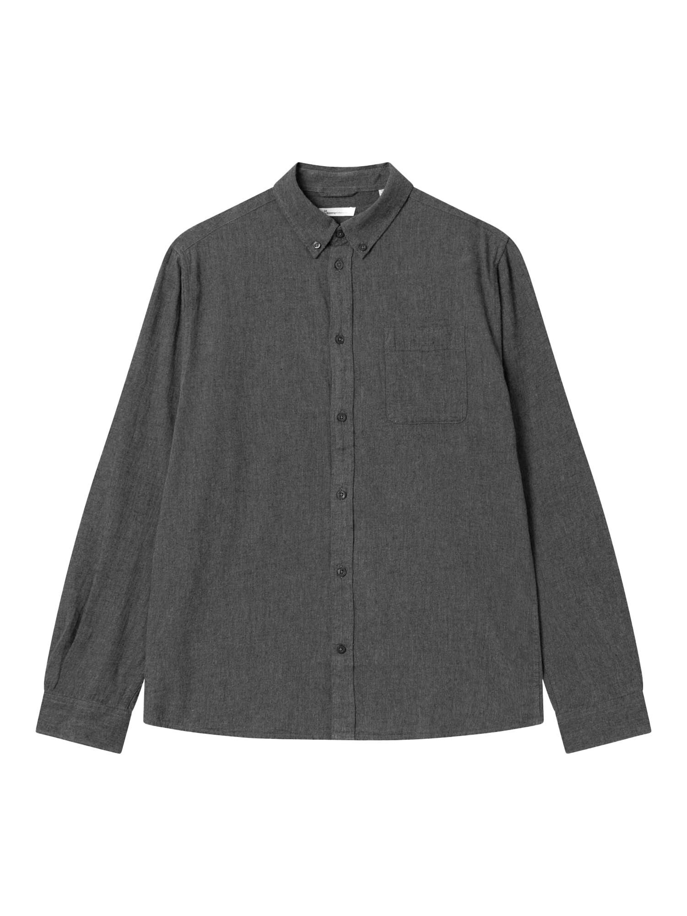 KnowledgeCotton Apparel Button Up Shirt in Grey: front