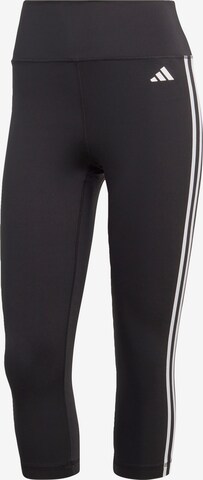 ADIDAS PERFORMANCE Skinny Workout Pants 'Train Essentials 3-Stripes High-Waisted 3/4' in Black: front