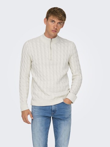 Only & Sons Свитер 'ONSKicker' в Белый: спереди