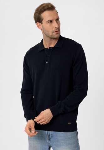 Moxx Paris Polo Pullover in Blau: Vorderseite