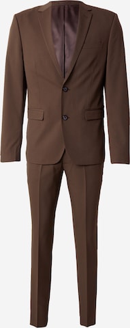 Lindbergh Slimfit Puku värissä ruskea: etupuoli