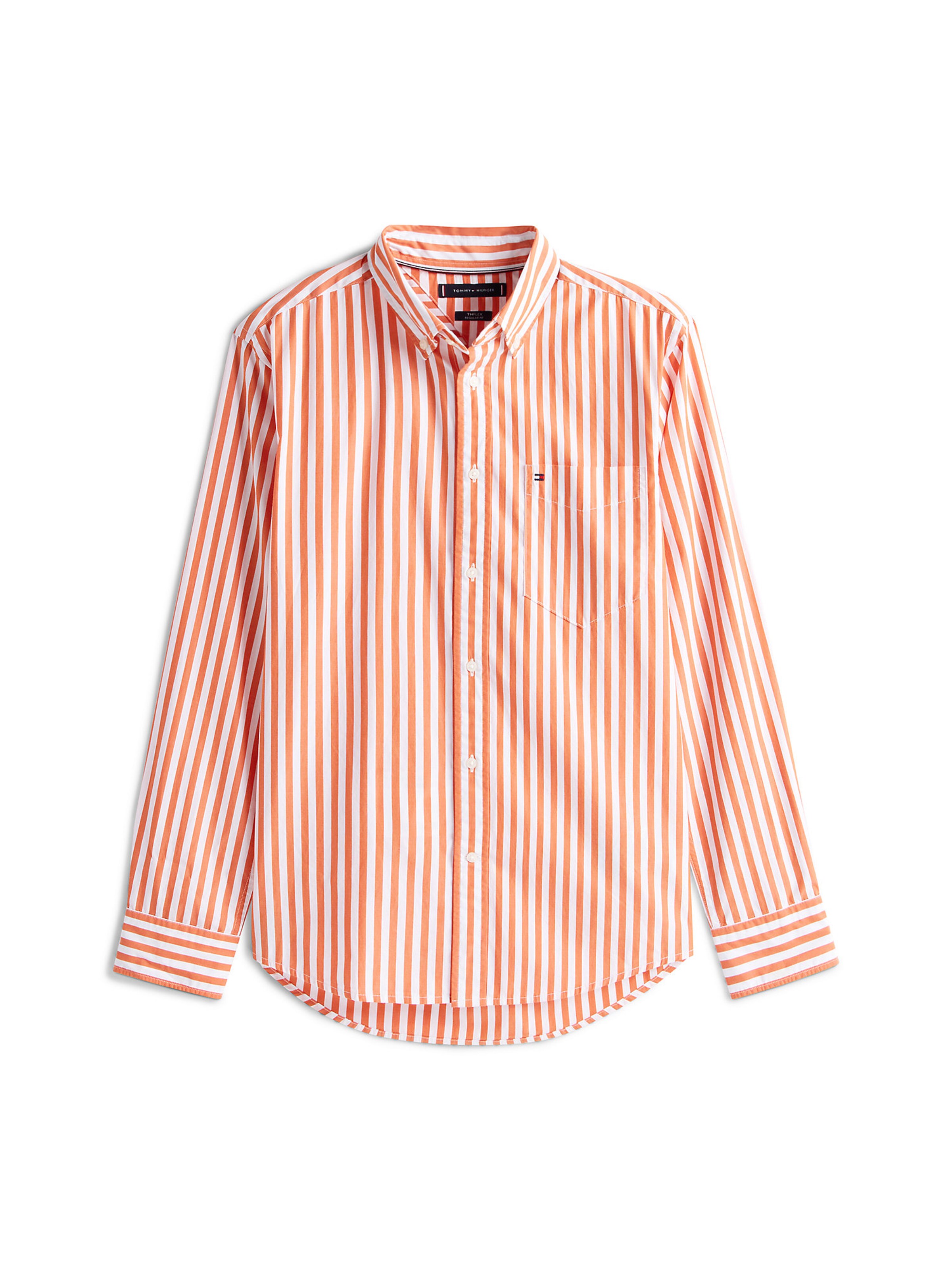 TOMMY HILFIGER Camisa 'Flex' em laranja claro / branco, Vista do artigo