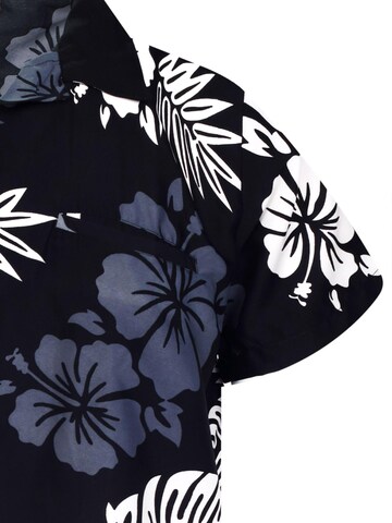 King Kameha Shirt 'Mono Hibiscus' in Black