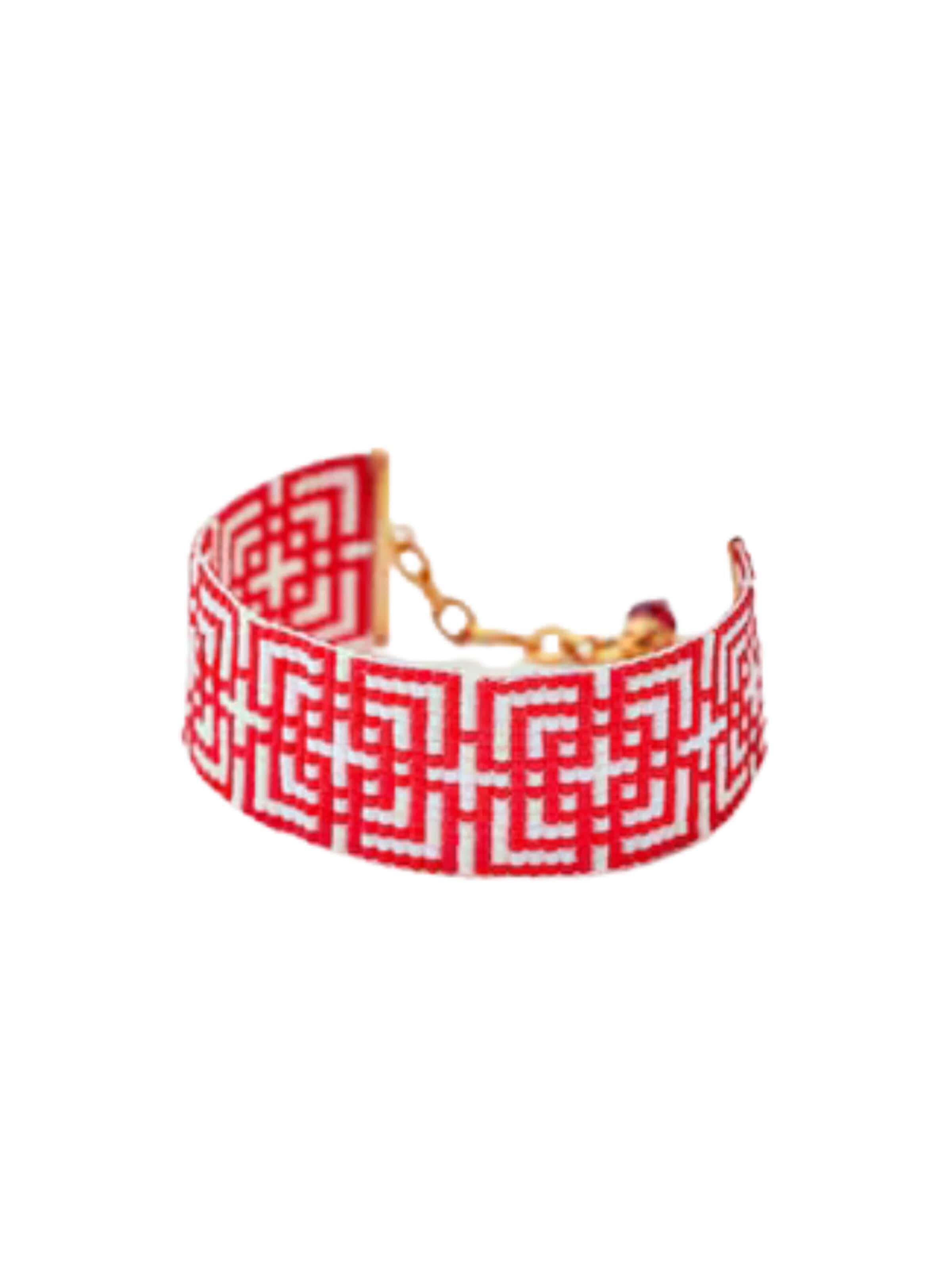Bracelet 'Red Labyrinth Miyuki' THE GEM STORIES JEWELRY en rouge : devant