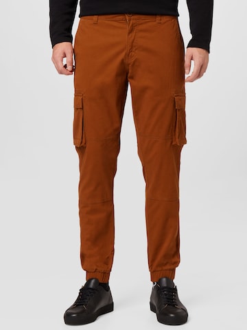 Only & Sons Tapered Cargo Pants 'Cam Stage' in Brown: front