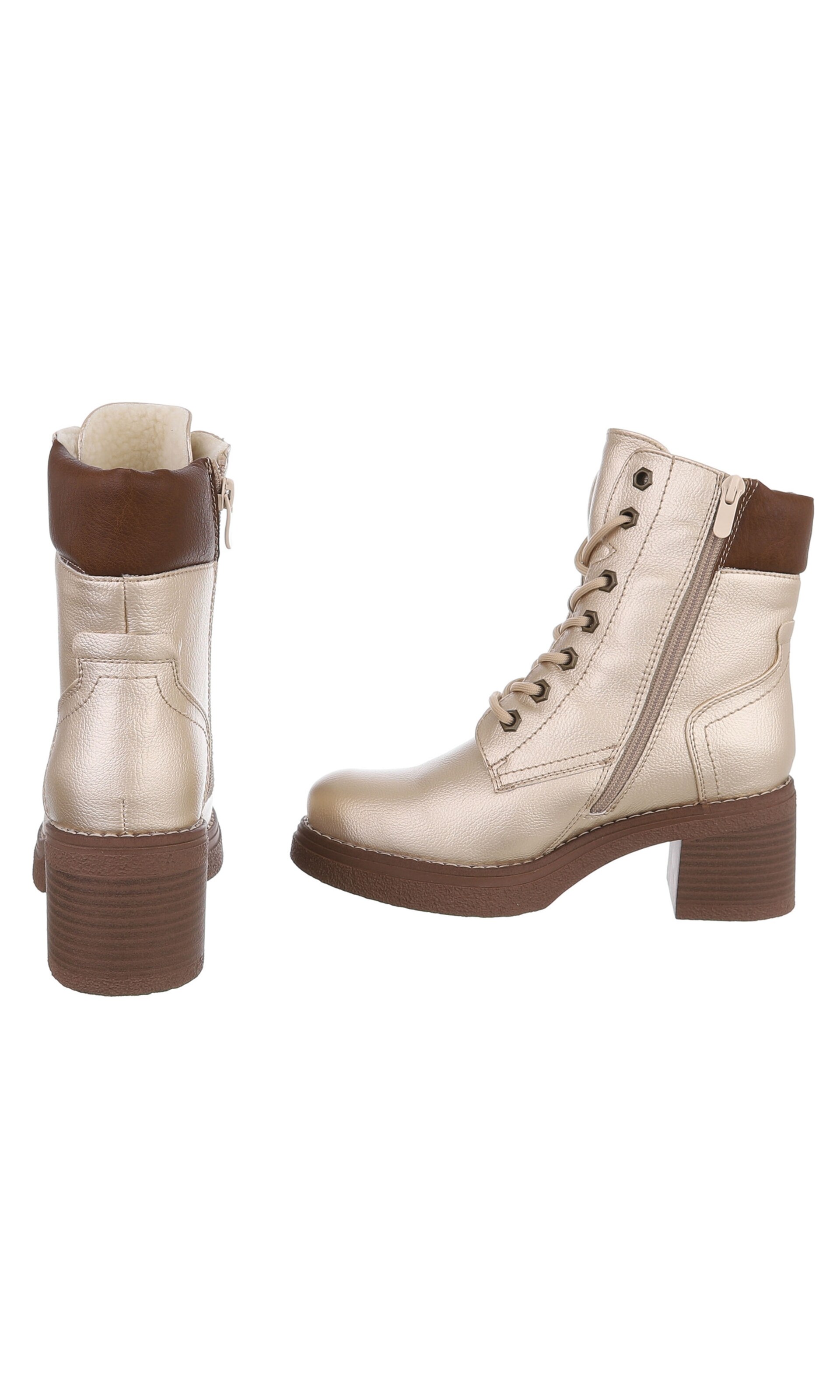 Ital-Design Lace-Up Ankle Boots in Gold