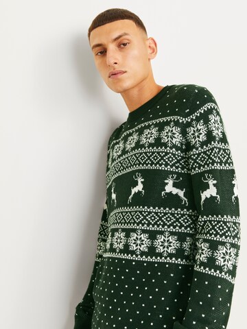Pull-over 'JJXmas Gabriel' JACK & JONES en vert