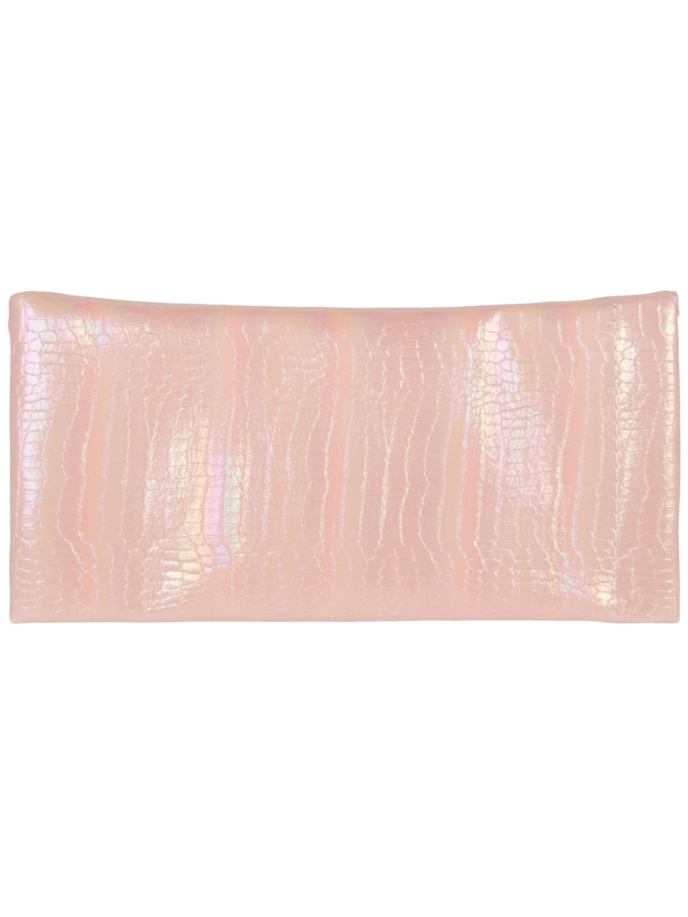 styleBREAKER Etui 'Brillenetui Kroko Perlmutt mit Putztuch'‌ in Pink: Vorderseite