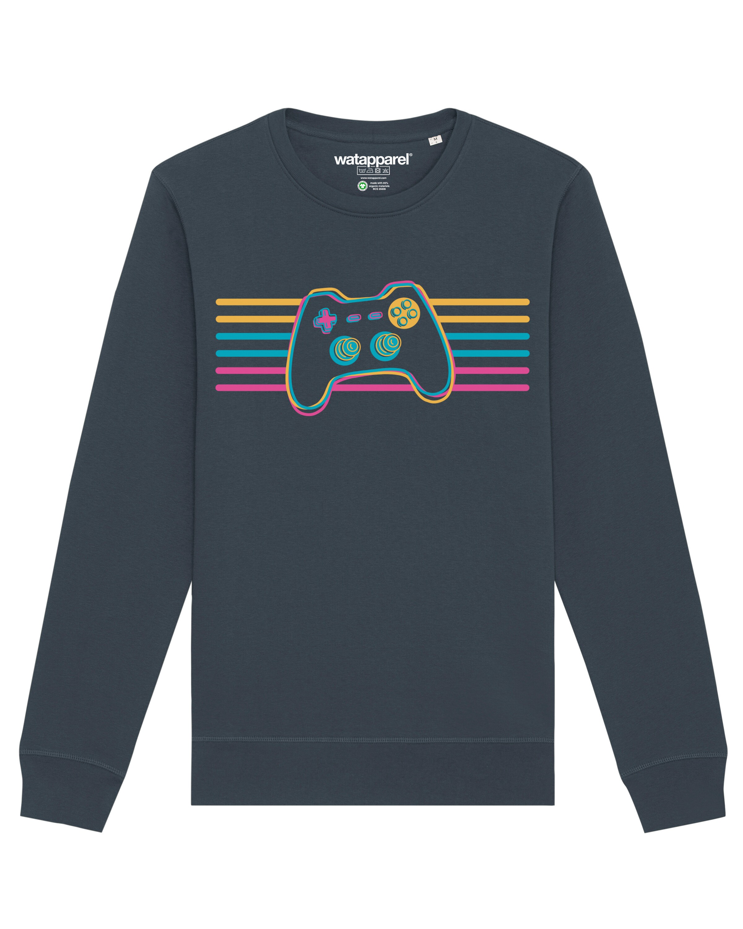 Watapparel Sweatshirt 'Retro Joystick' in Grijs: voorkant