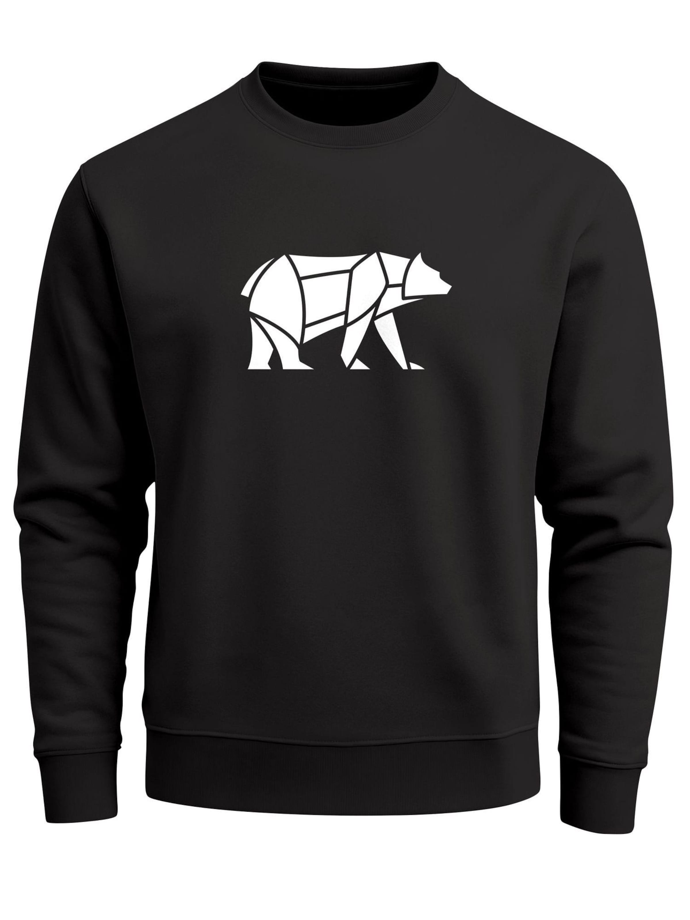 Neverless Sweatshirt 'Bär Lineart Polygon' in Black: front