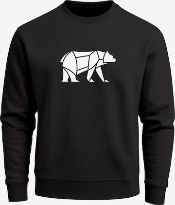 Neverless Sweatshirt 'Bär Lineart Polygon' in Black: front