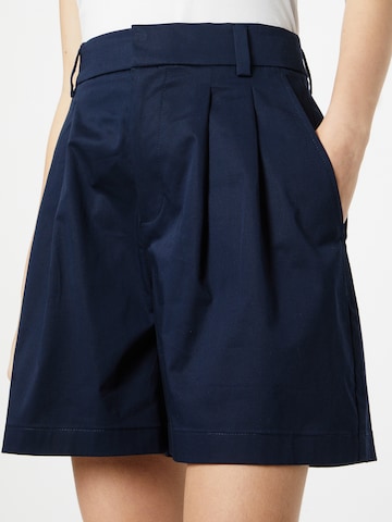 ESPRIT Normální Kalhoty se sklady v pase – modrá